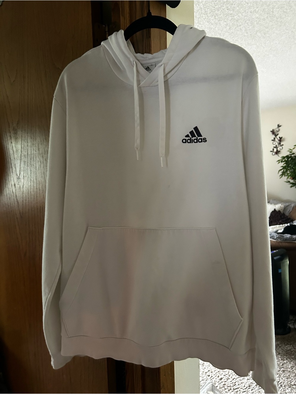 adidas White Hoodie with Black Logo